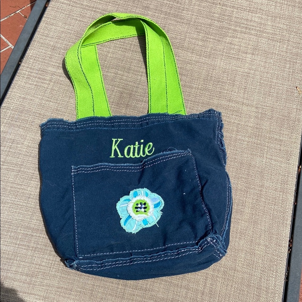 Thirty-One Navy and Lime Green Kids Tote